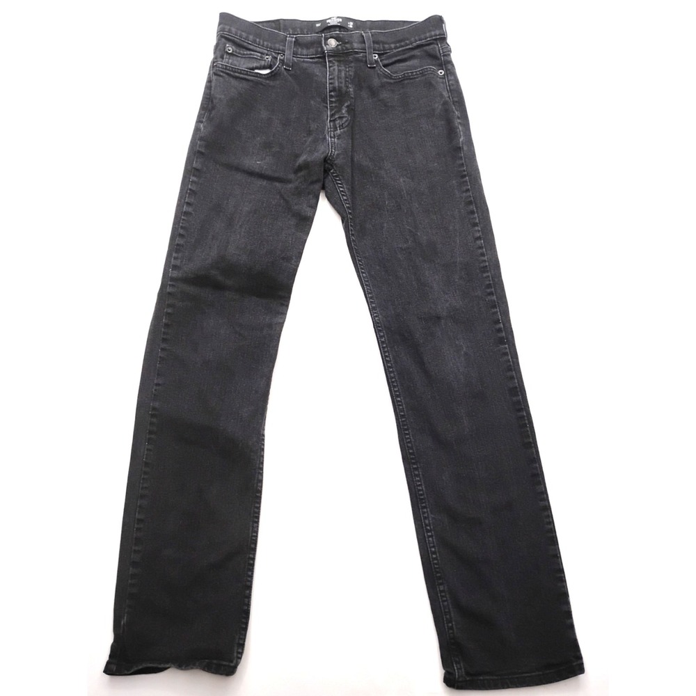 Hollister Epic Flex Straight Jeans Mens 32x34 Black Wash Casual Denim